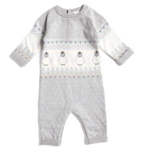 NWT LITTLE ME Newborn Boys Penguin Sweater Knit Coveralls Size 3 months